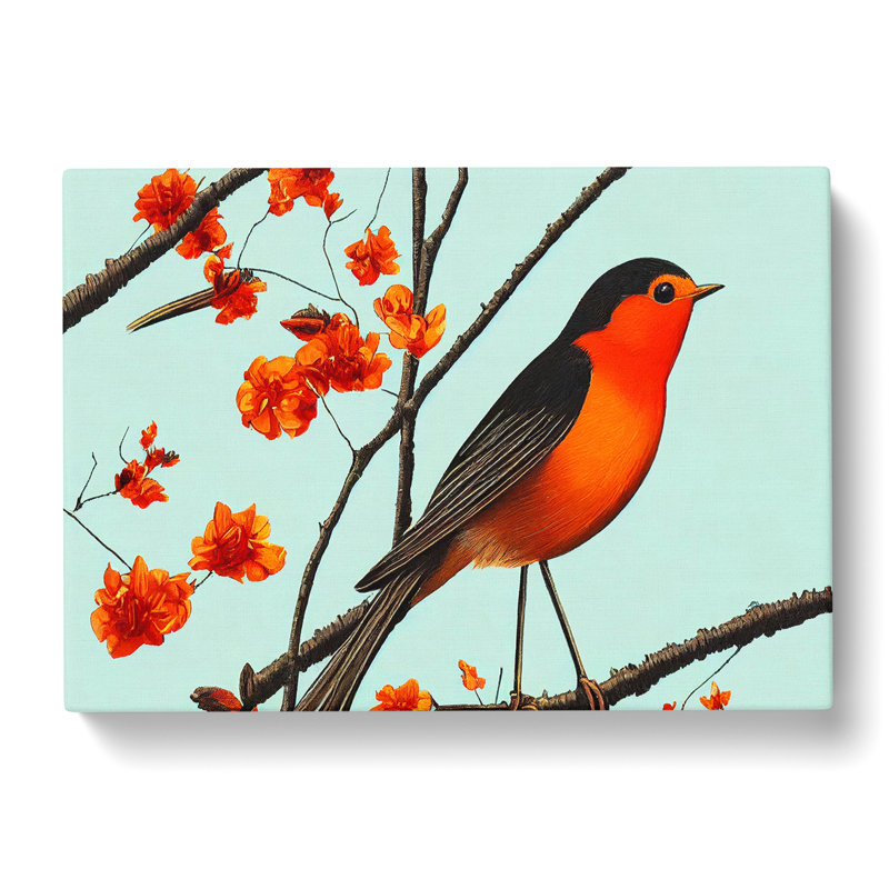 Deco Robin Bird - Wrapped Canvas