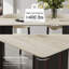 Table de salle à manger 63 po rectangulaire pour 6 personnes, table de cuisine en travertin fritté clair avec pieds en acier robuste, mobilier de salle à manger de style campagne moderne