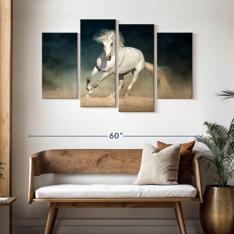 Brampt cheval dans la poussière, H 32 po x l 52 po