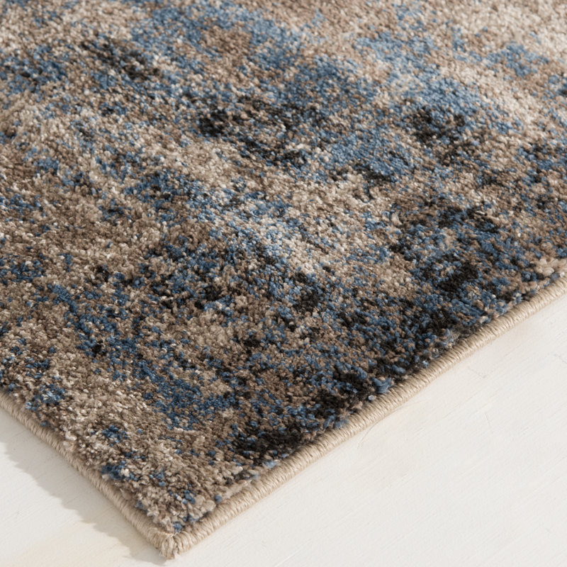 Tapis bleu Orren Ellis Textures Saymoure (5 pi x 7 pi 6 po), Rectangle 5 pi x 7 pi 6 po