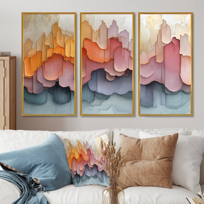 Abstrait rose New York II - ensemble de 3 encres liquides