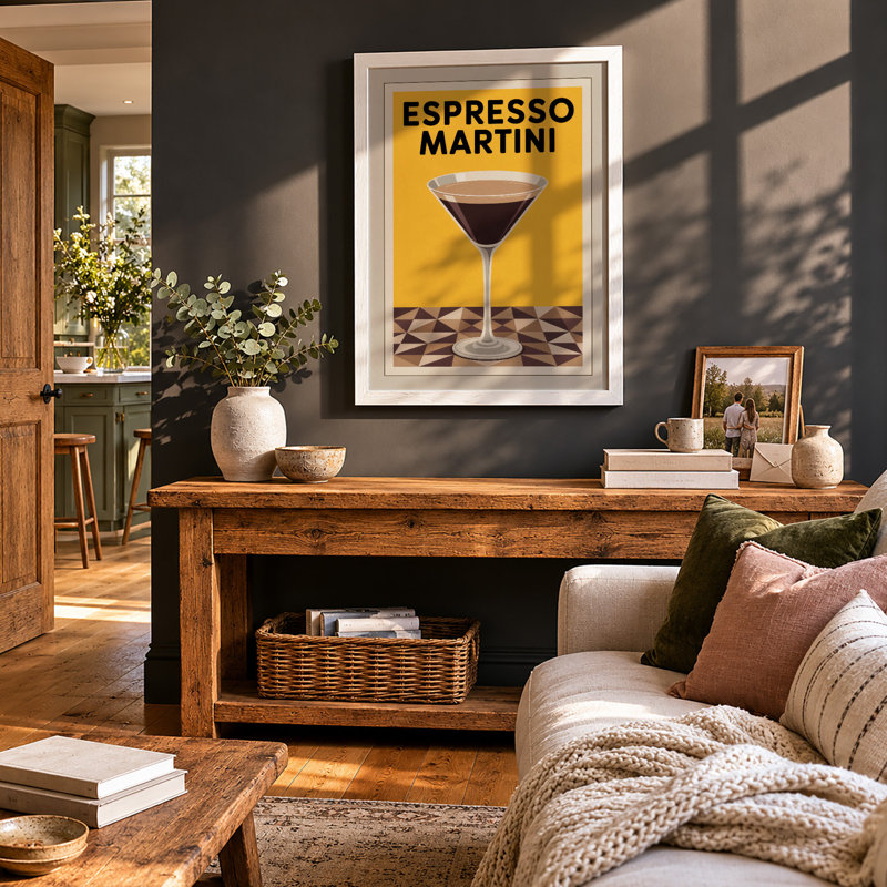 Espresso Martini Retro - Framed Print, A3 - 42.0 x 29.7 cm, White