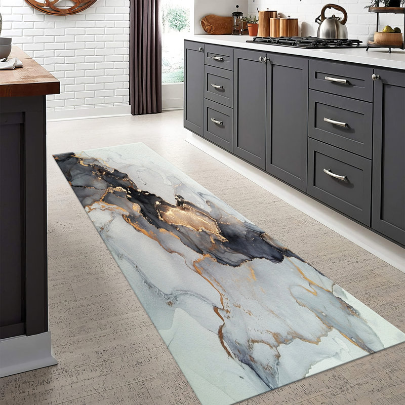 Chic Non Woven Thin Type Printed Rug with Intricate Floral Design for Enhancing Living Room Decor, Rectangle 3'3" x 4'11"