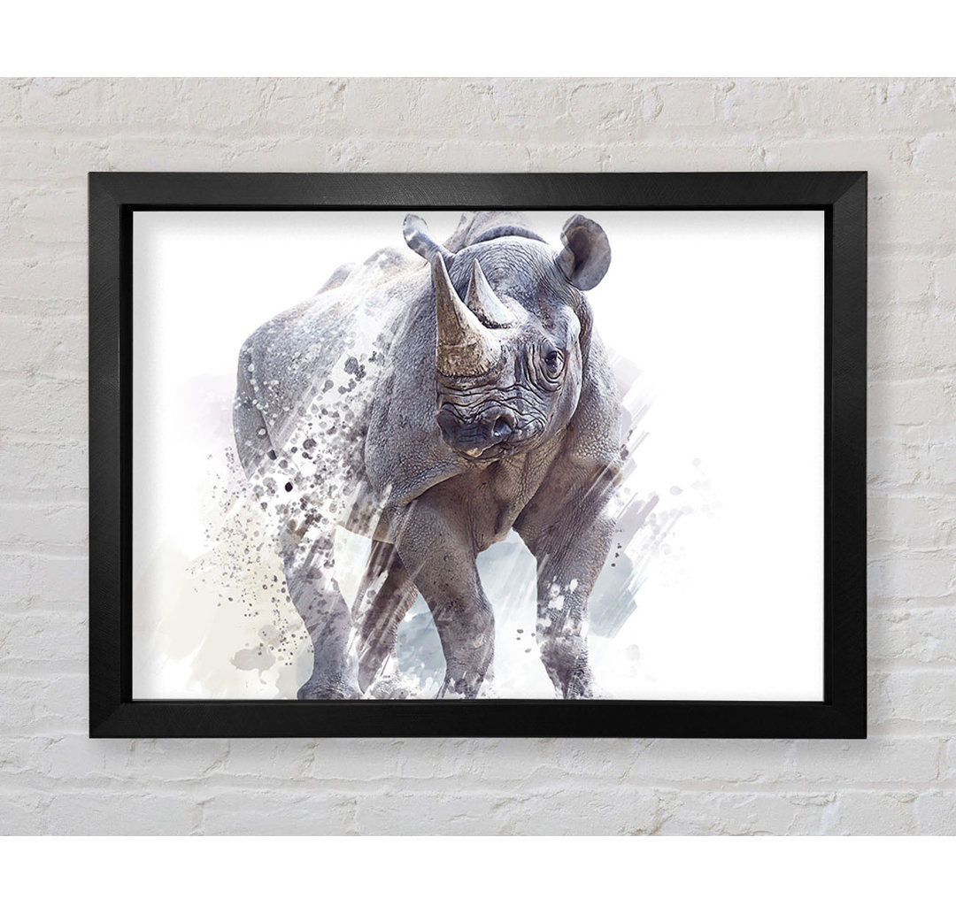 Aquarell Nashorn - Druck