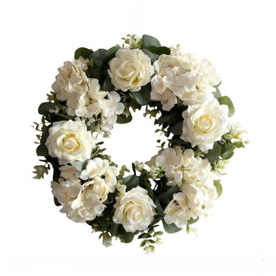 Rose Candle Rings With Flameless Candles Sets - 4PCS Artificial Flower Eucalyptus Wedding Centerpiece Pillar Candleholders Wreaths For Wedding Party Decor