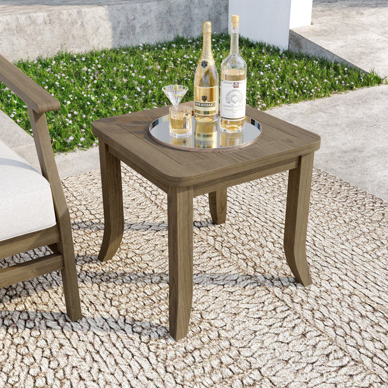 Solid Wood Teak Outdoor Side Table, Brown