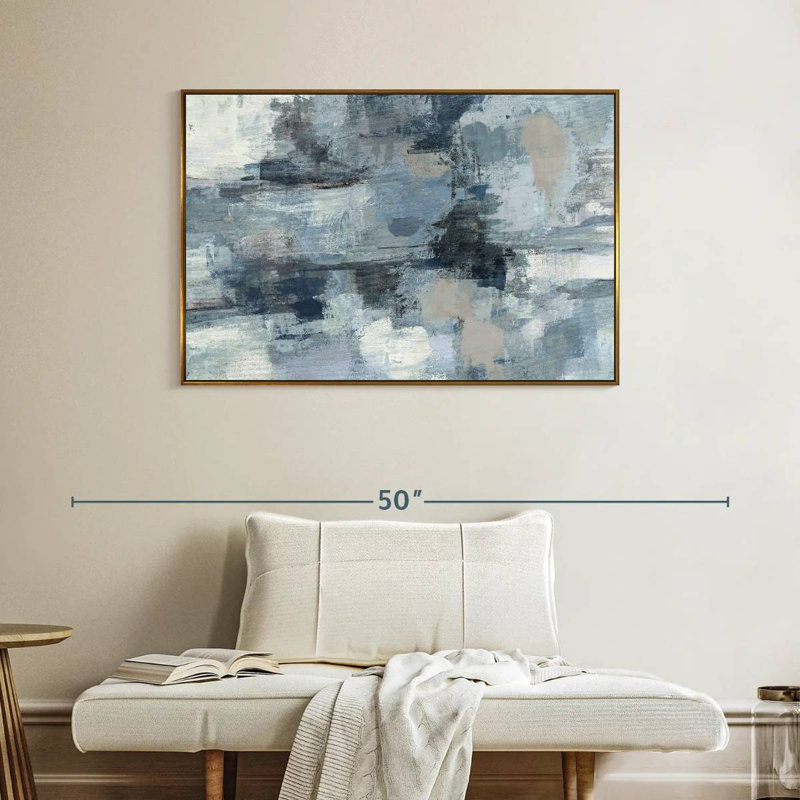Indigo dans les nuages et culture grise, Cadre flottant doré, 40 po x 27 po