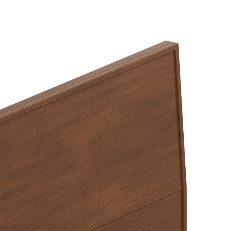 Lit plateforme très grand Mid-Century à profil bas avec tête de lit inclinée, noyer, King, Walnut