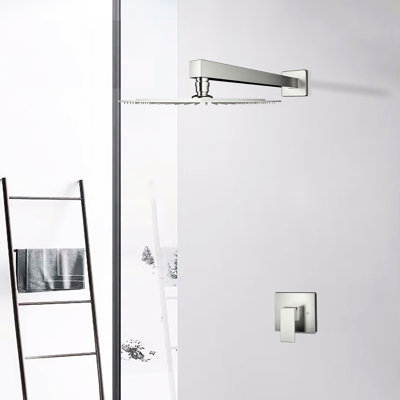 Robinet de douche mural en nickel brossé - laiton, robinet inclus