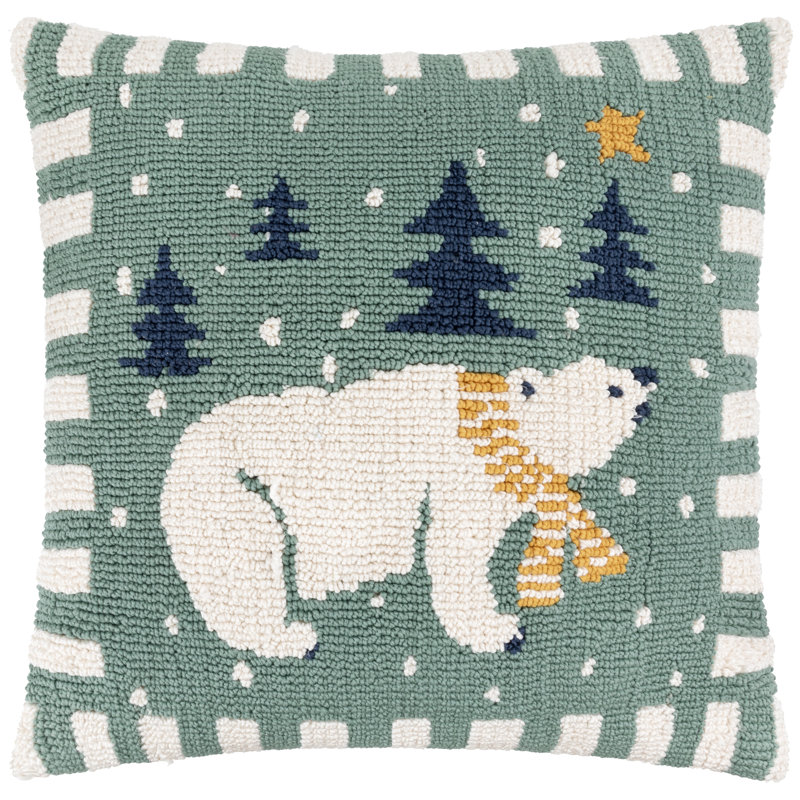 Polar Bear Blue Square Cushion, Pillow Cover Only - No Insert
