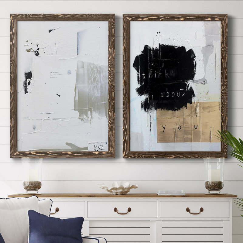 «Beacon of Light III», ensemble de 2 reproductions d'art sur toile encadrées, Toile avec cadre en noyer