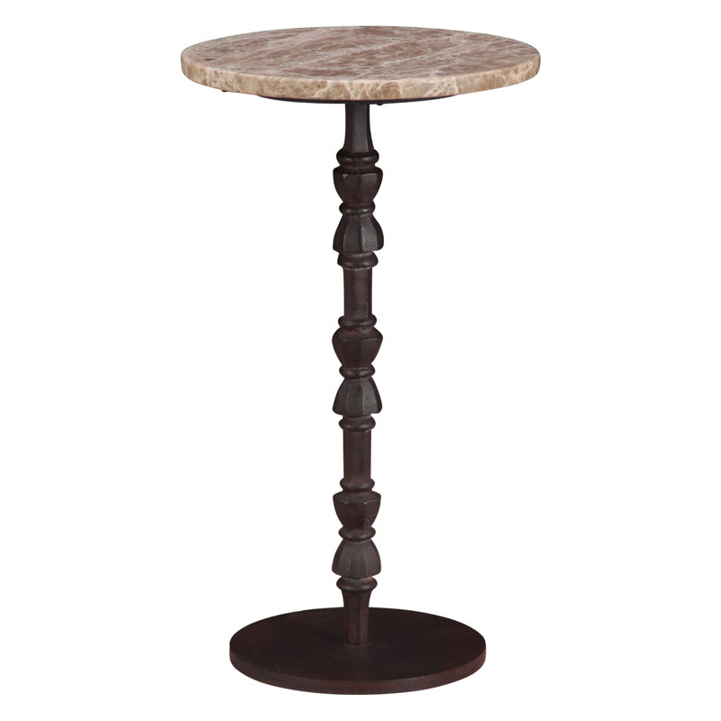 Rochester 12" Side Table in Light Emperador Marble with Casted Base