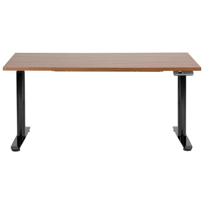 Ashrita Adjustable Height Steel Standing Desk, 119cm H x 160cm W x 72cm D, Black, Brown