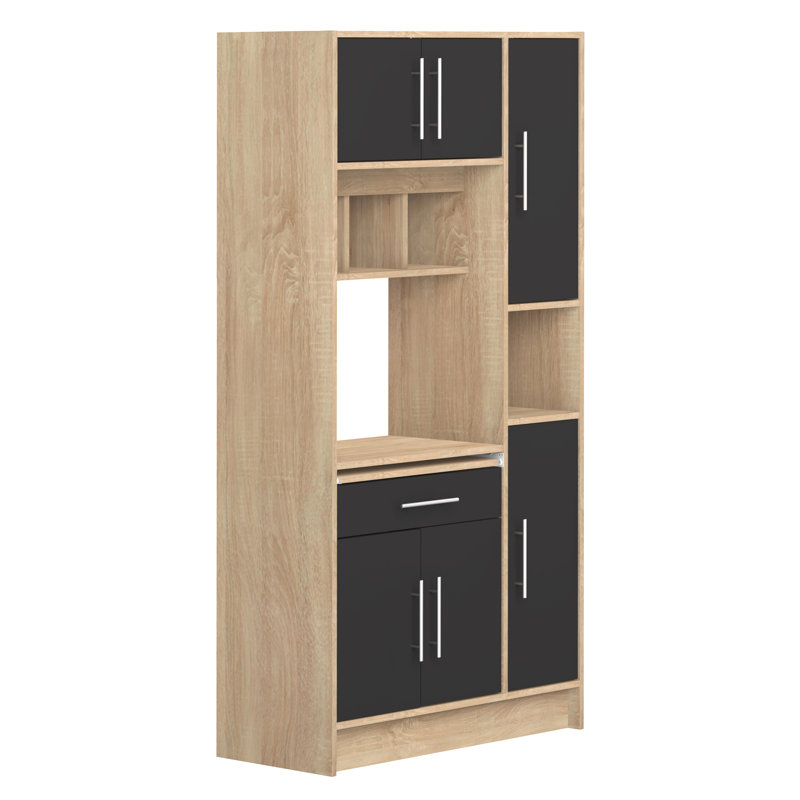 Seyma 457.71cm Kitchen Pantry, Oak/Black