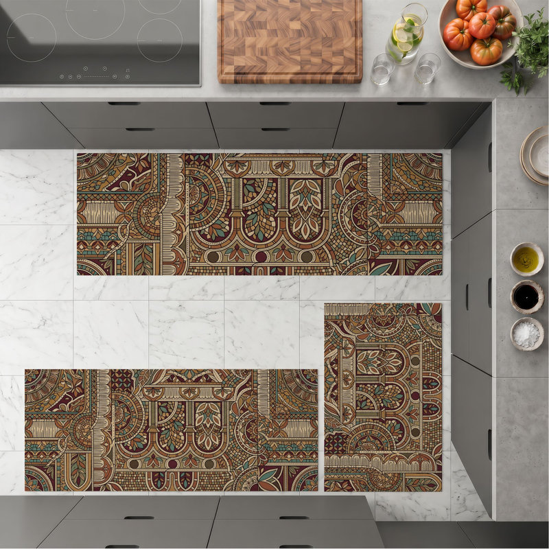 Tapis de cuisine antidérapants à motif cachemire