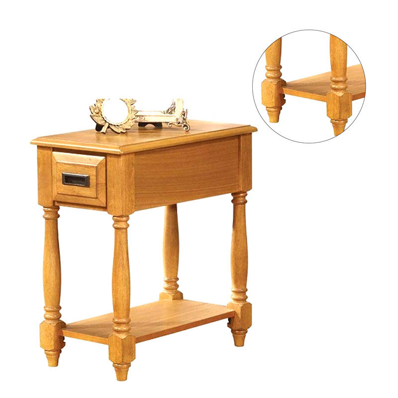 Guzzi Solid Wood Top End Table with Storage