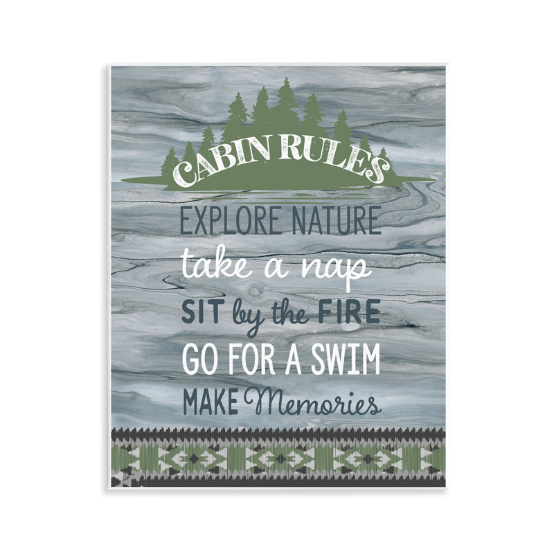 «Cabin Rules» avec motif rustique, art mural par Fluidité / PDR, LLC.
