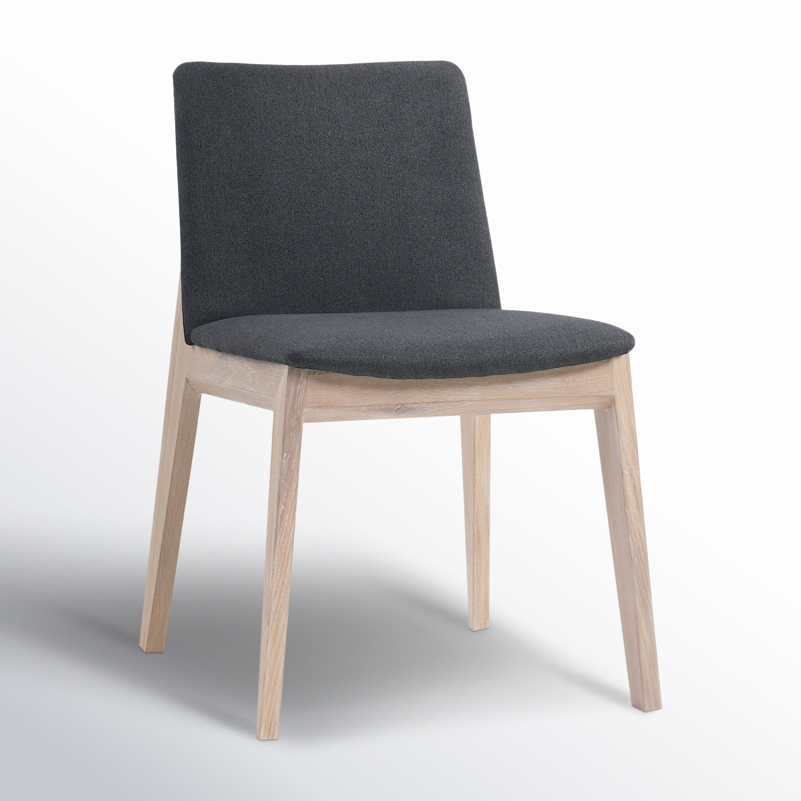 Anrey Solid Wood Upholstered Dining Chair, Dark Gray, Natural