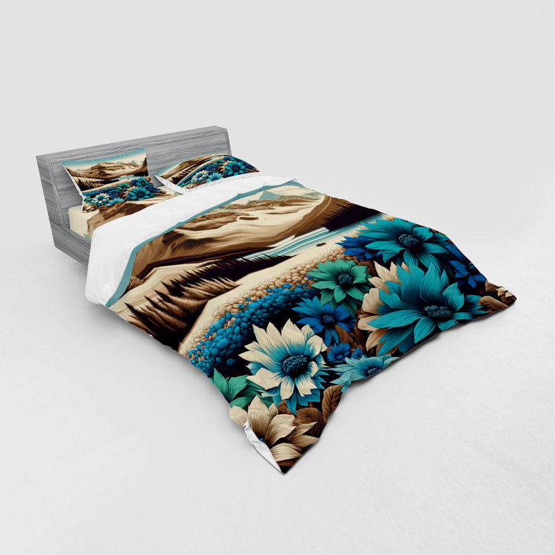 Ensemble de literie Ambesonne Lake & bleu pâle / brun pastel, King Duvet Cover + 3 Additional Pieces