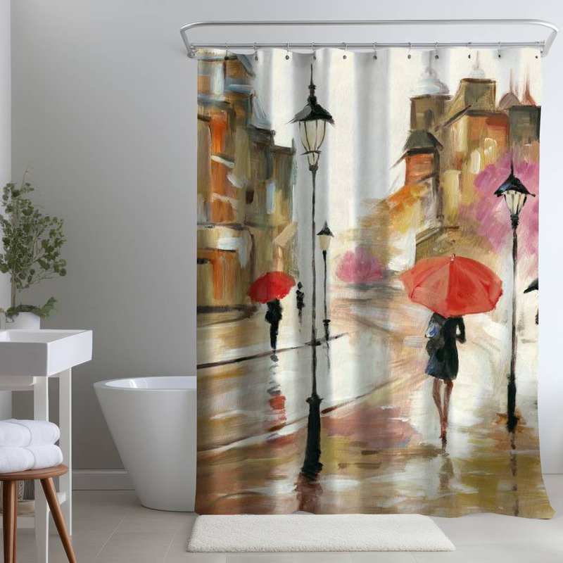 Shower Curtain CI2 – Polyester Shower Curtain, Dye Sublimation Print, 71" W × 74" L
