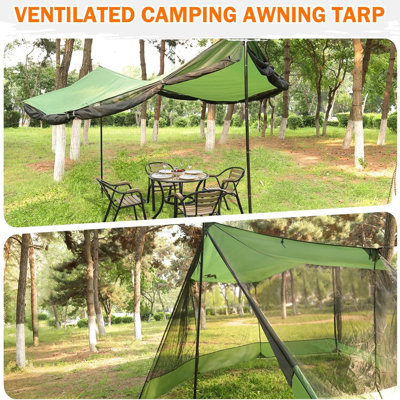 Moustiquaire pour hamac avec poteaux de bâche, grande toile de camping de 18 x 11 pi avec moustiquaire