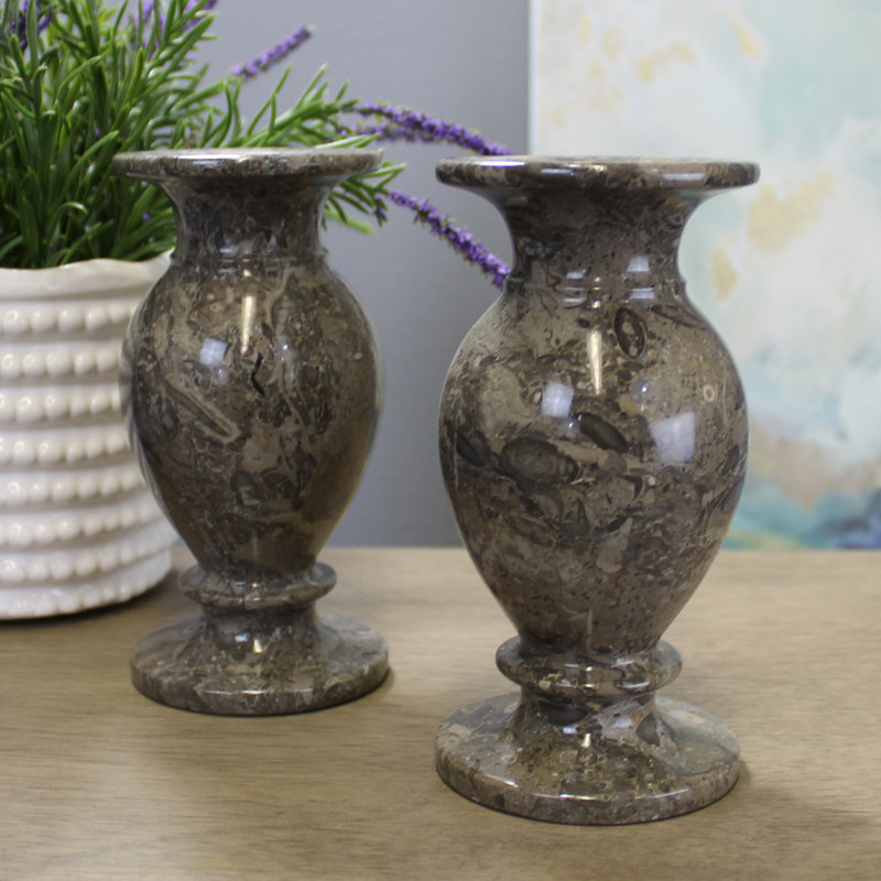 Ensemble de 2 vases de table en grès gris foncé Charvi