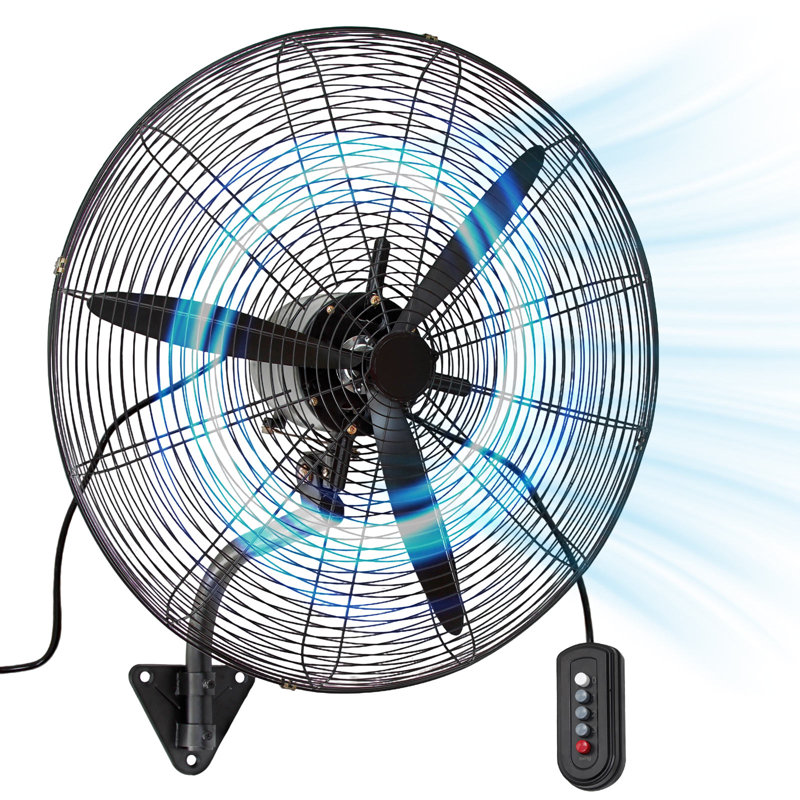 Ventilateur mural 24 "à haute vitesse 24 vitesses, ventilateur industriel en métal robuste à 3 vitesses pour garage, gymnase et atelier, noir