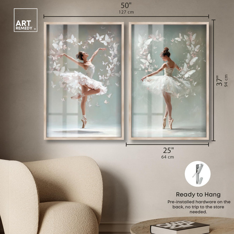 Ballet Reverie Glam Art , H 37 po x l 25 po, Crème, crème