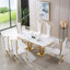 Leeanna Faux Marble Top Metal Base Dining Table-221115072-221115073