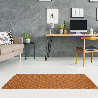 Tapis orange/noir fait main