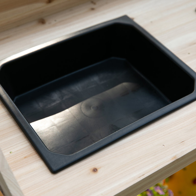 Table de travail en bois 36 po avec 2 roues amovibles, poste de travail de jardin avec lavabo amovible, tiroir et grands espaces de rangement, naturel