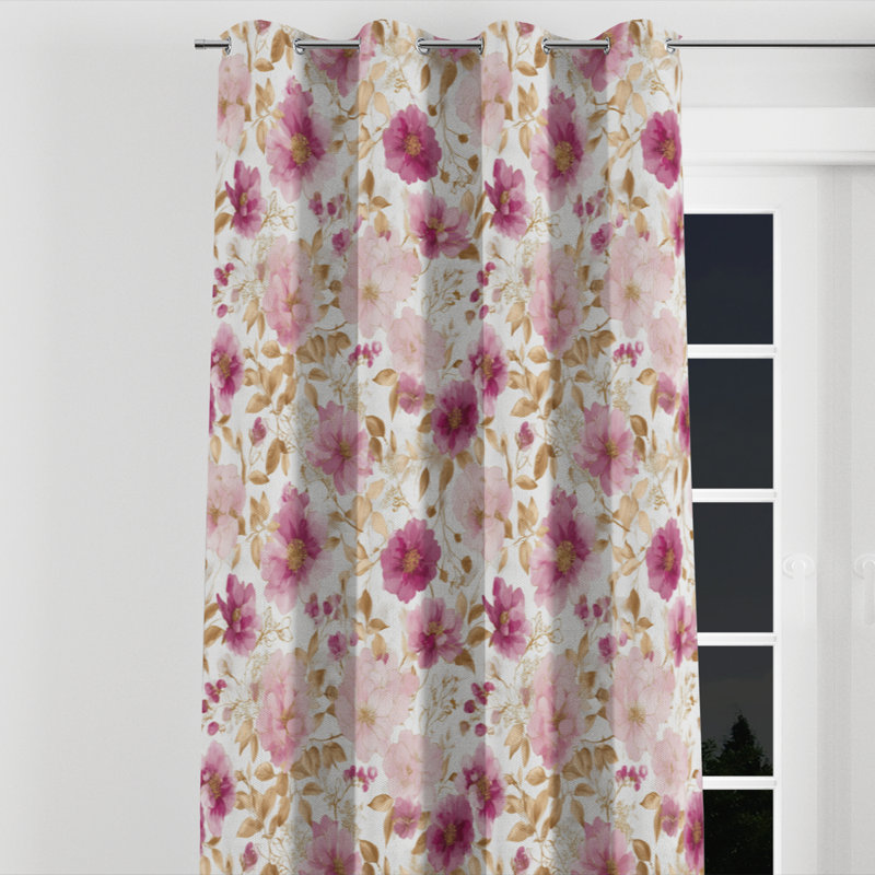 Rideaux occultants à motif floral - rideau à œillets Country Farmhouse - 1 panneau, L 52 po x L 95 po, Œillets argentés