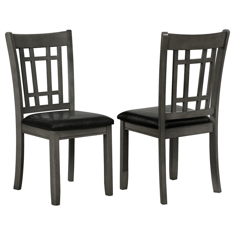Ensemble de 2 chaises latérales à dossier en treillis, Gris