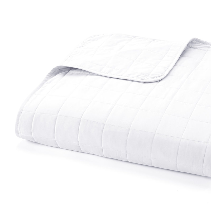 Quilt Coverlet Set All Season Microfiber Contemporary Ultra Soft Bedding in Square Stitch, White