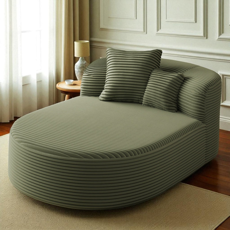 Fauteuil de détente moderne en velours côtelé extensible confortable Sena, parfait pour le salon et la chambre à coucher