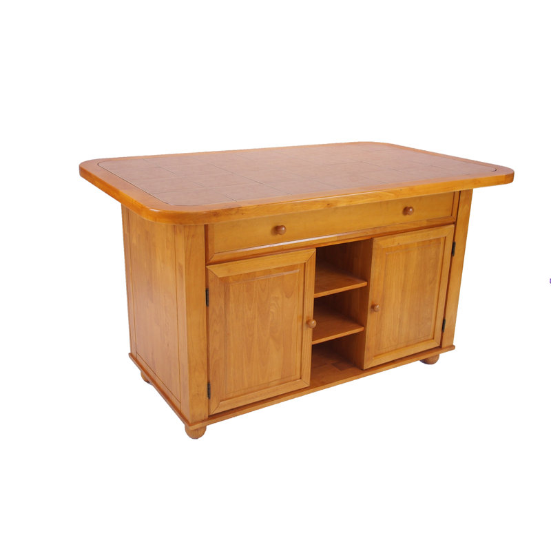 Azizi 60 " W Kitchen Island Set, Light Oak