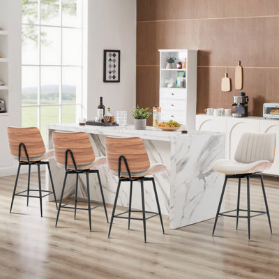 Chelsea Mid-Century Swivel Bar Stool With PU Leather Seat