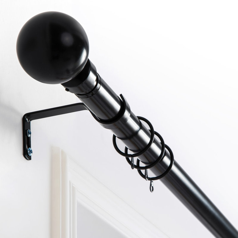 Colman Adjustable 4.5cm Double Curtain Pole, 5cm H x 300cm W x 2.5cm D, Matte Black