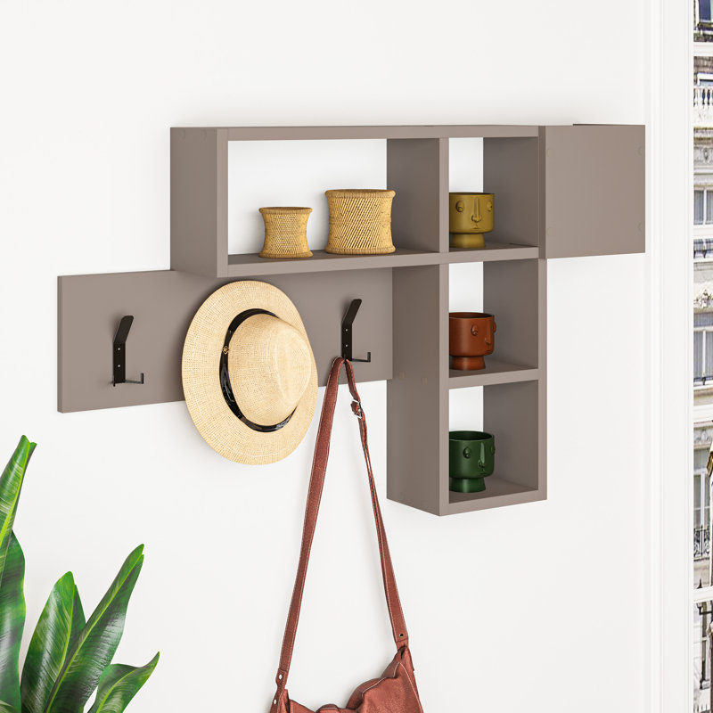 Pecor Wall 3 - Hook Wall Mounted Coat Rack, Light Mocha