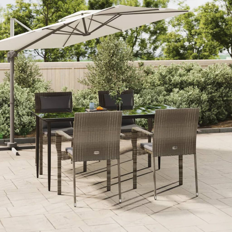 Ensemble de salle à manger d'extérieur en rotin, Gris, Rond, L 63 po x l 31,5 po x H 29,1 po