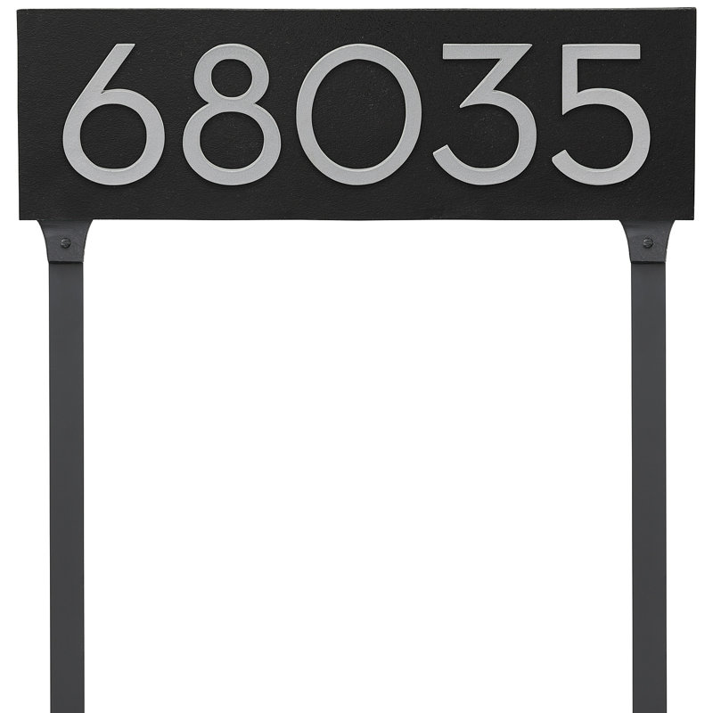 Panneau d'adresse flottant sur la pelouse sur 1 ligne, Noir, Argent