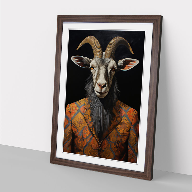 Goat Hard Edge Painting No.2 - Framed Print, Walnut, 64cm H x 46cm W x 2cm D