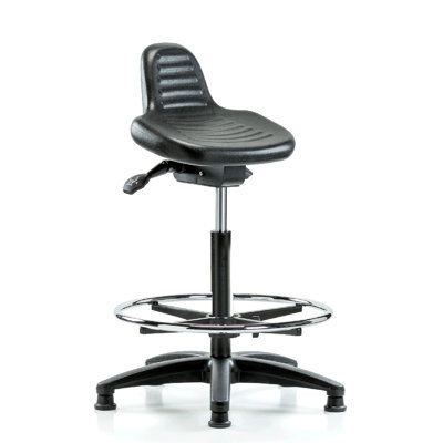 PERCH Polyurethane Sit Stand with Foot Ring | Medium Bench Height 21-31"