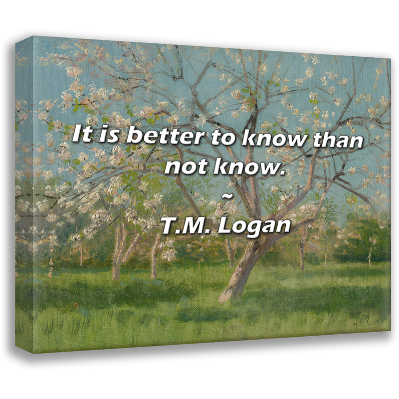 Artsy Quote "It is better to know than not know." By T.M. Logan Gallery Wrapped Canvas, 40" H x 28" W