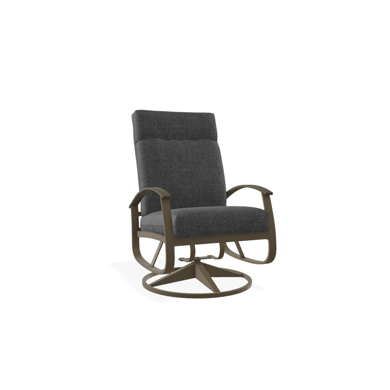Chaise berçante pivotante réglable avec coussins Askar, Tissage uni ardoise coulée Sunbrella®, Bois de plage P40