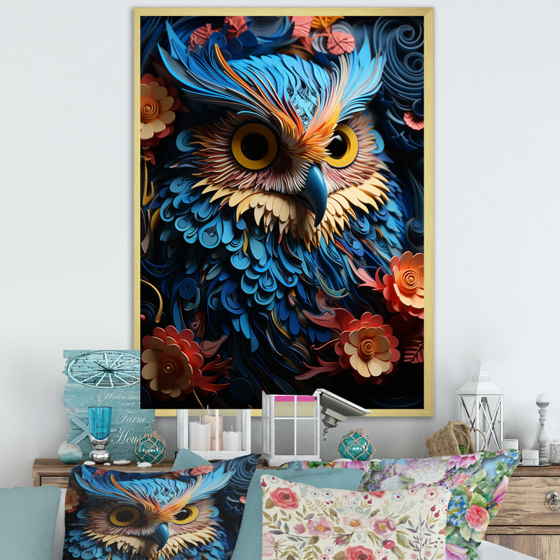 Mysterious Owl Blooms I sur impression sur toile, Encadrement doré, H 40 po x l 30 po x P 1,5 po