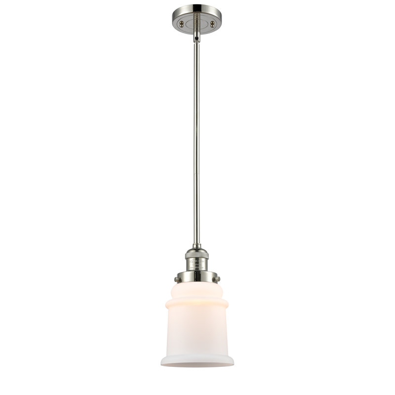 Galaviz 1 - Light Single Pendant, Polished Nickel, Matte White Cased, 6 Watt Vinage LED Bulb
