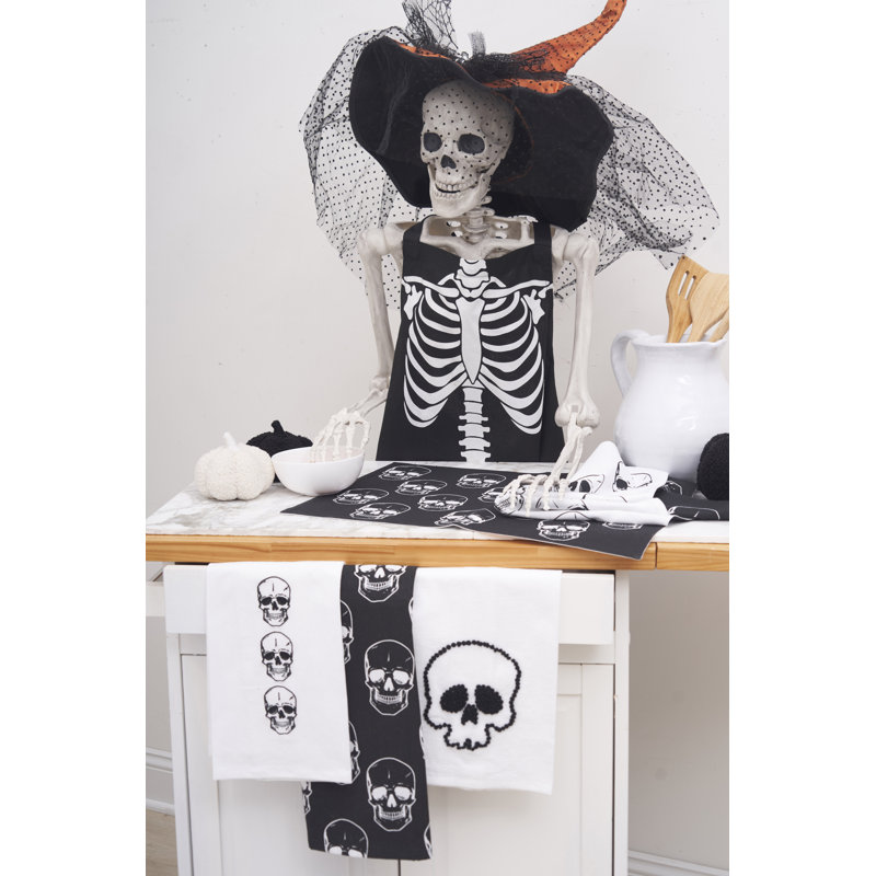 Skull Design DIshtowel Halloween Fall Autumn Harvest Spooky Scary Drying Kitchen Dish Towel Cute Festive Decor Decoration