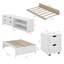Lit double pleine grandeur, lit en bois massif avec lit gigogne, boîte de rangement sous le lit à 2 tiroirs, tablettes et table de chevet-108043893