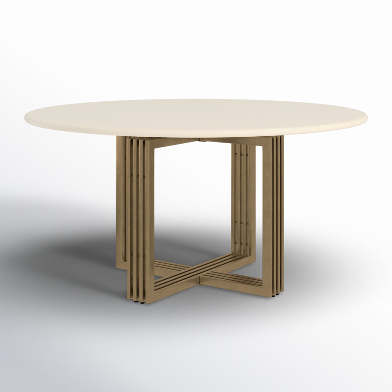Mia Round Dining Table, Antique Brass